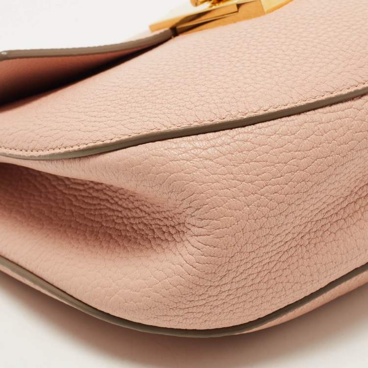 Pre Owned Chloe Light Peach Leather Medium Drew Shoulder Bag