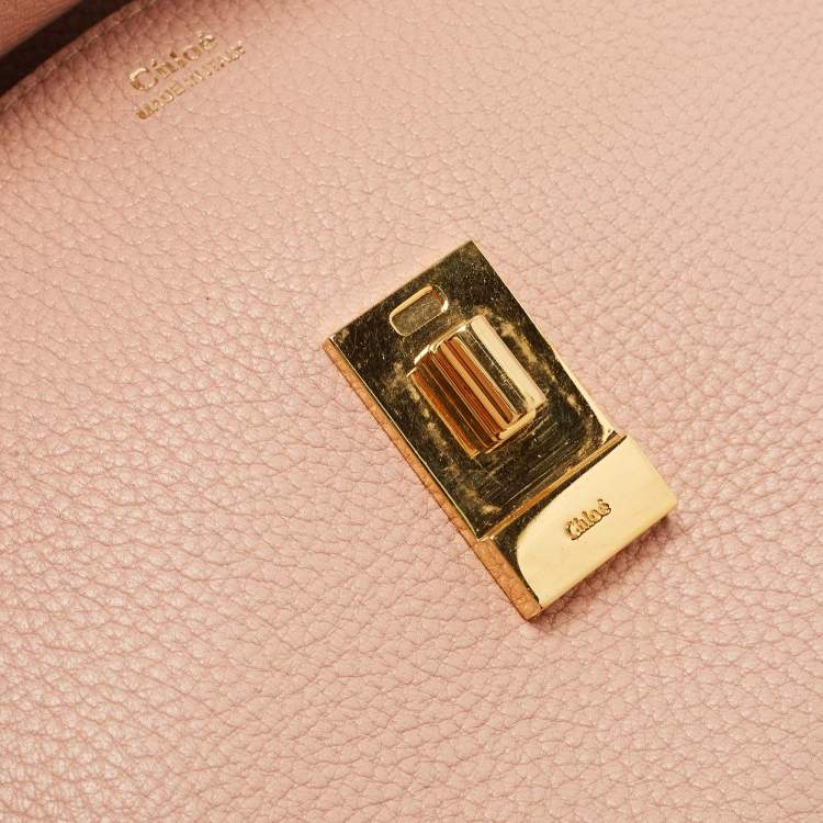Pre Owned Chloe Light Peach Leather Medium Drew Shoulder Bag