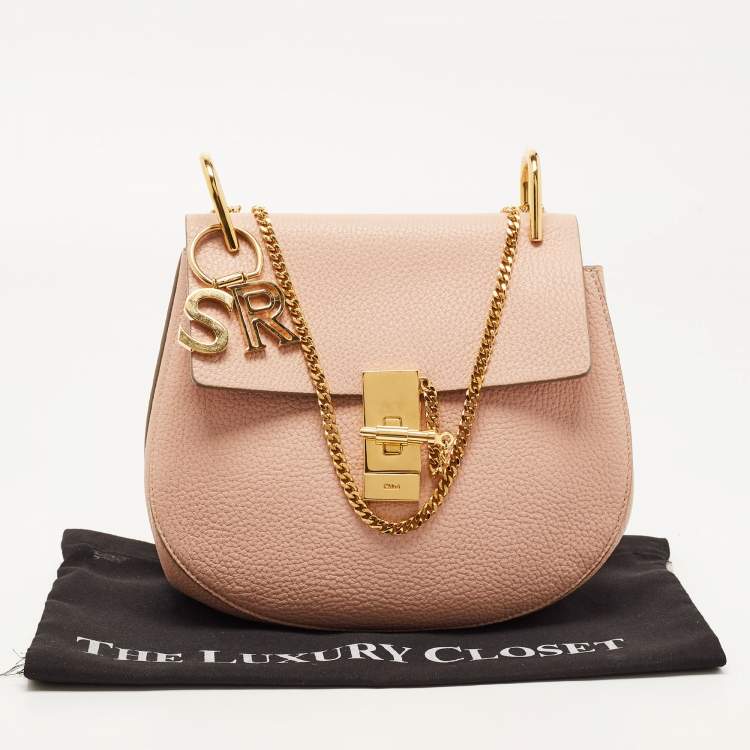 Pre Owned Chloe Light Peach Leather Medium Drew Shoulder Bag
