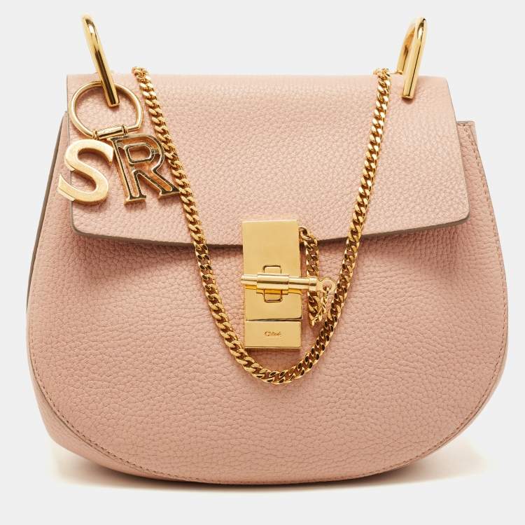 Pre Owned Chloe Light Peach Leather Medium Drew Shoulder Bag