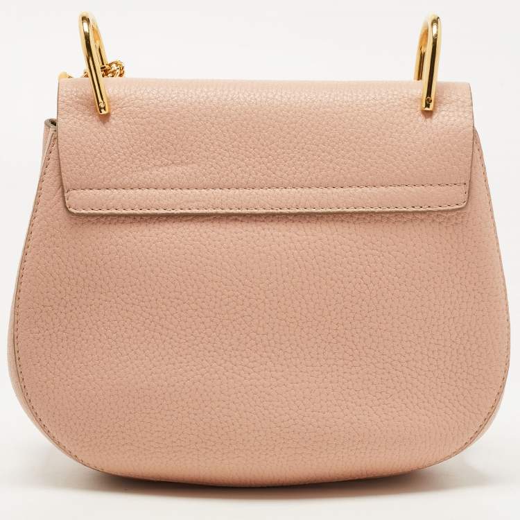 Pre Owned Chloe Light Peach Leather Medium Drew Shoulder Bag