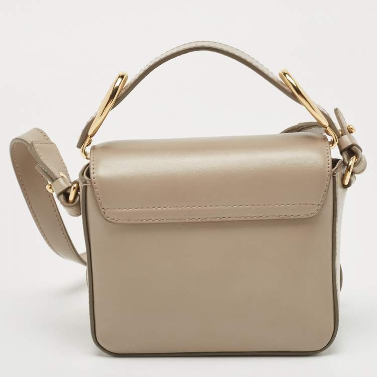 Pre Owned Chloe Grey Leather Mini C Top Handle Bag