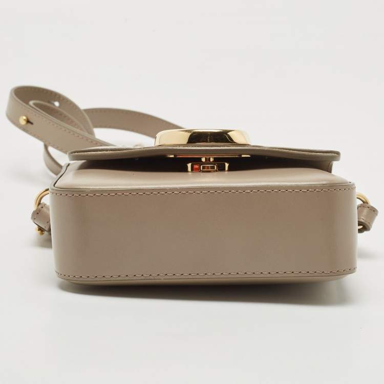 Pre Owned Chloe Grey Leather Mini C Top Handle Bag