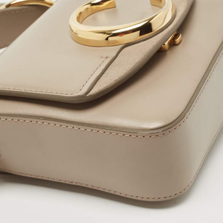 Pre Owned Chloe Grey Leather Mini C Top Handle Bag