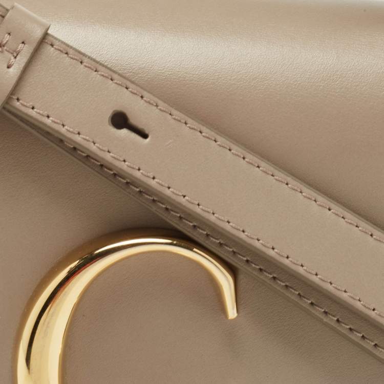 Pre Owned Chloe Grey Leather Mini C Top Handle Bag