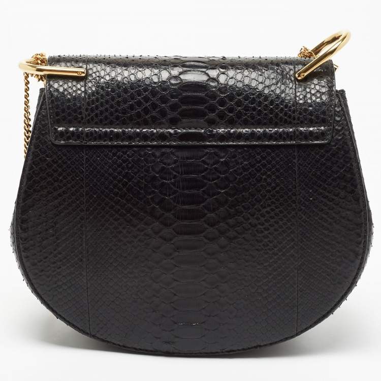 Pre Owned Chloe Black Pyhton Medium Drew Shoulder Bag
