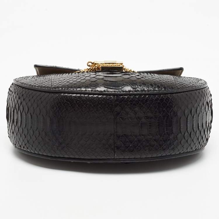 Pre Owned Chloe Black Pyhton Medium Drew Shoulder Bag