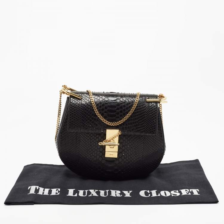 Pre Owned Chloe Black Pyhton Medium Drew Shoulder Bag