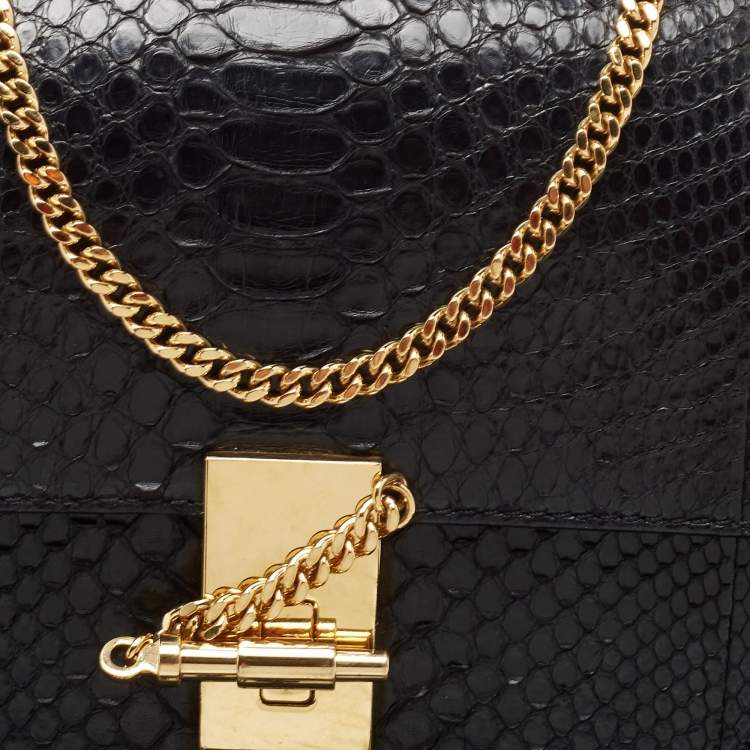 Pre Owned Chloe Black Pyhton Medium Drew Shoulder Bag
