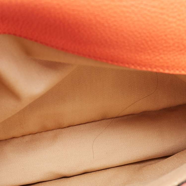 Pre Owned Chloe Neon Orange Pebbled Leather Medium Sally Flap Shoulder Bag