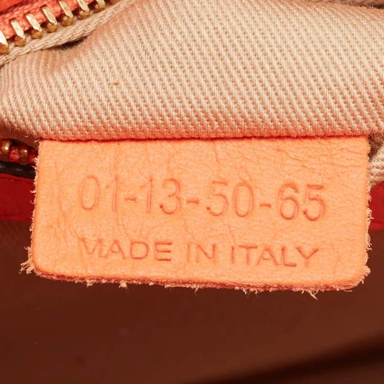 Pre Owned Chloe Neon Orange Pebbled Leather Medium Sally Flap Shoulder Bag