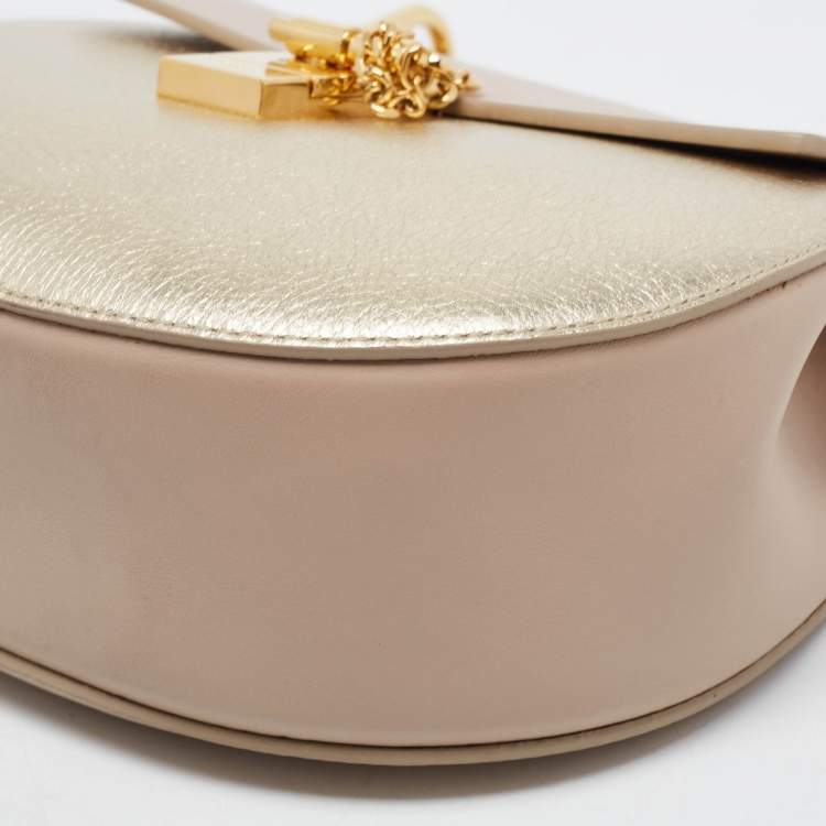 Pre Owned Chloe Beige/Gold Leather Medium Drew Shoulder Bag