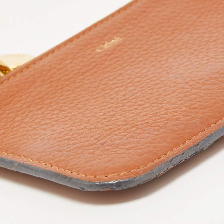 Pre Owned Chloe Brown Leather Alphabet Zip Card Holder
