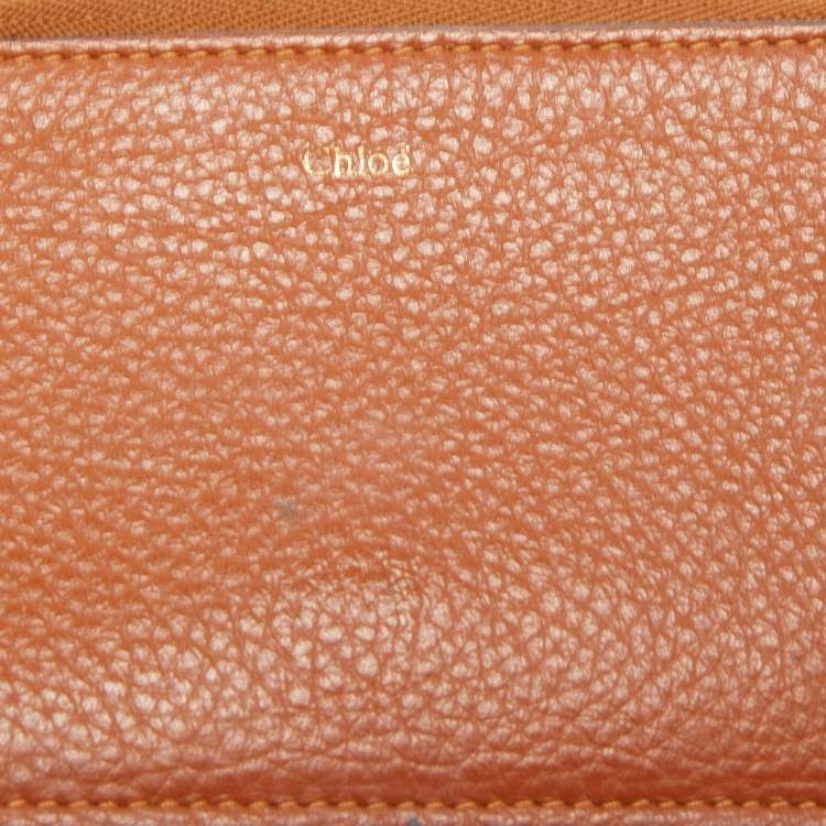 Pre Owned Chloe Brown Leather Alphabet Zip Card Holder