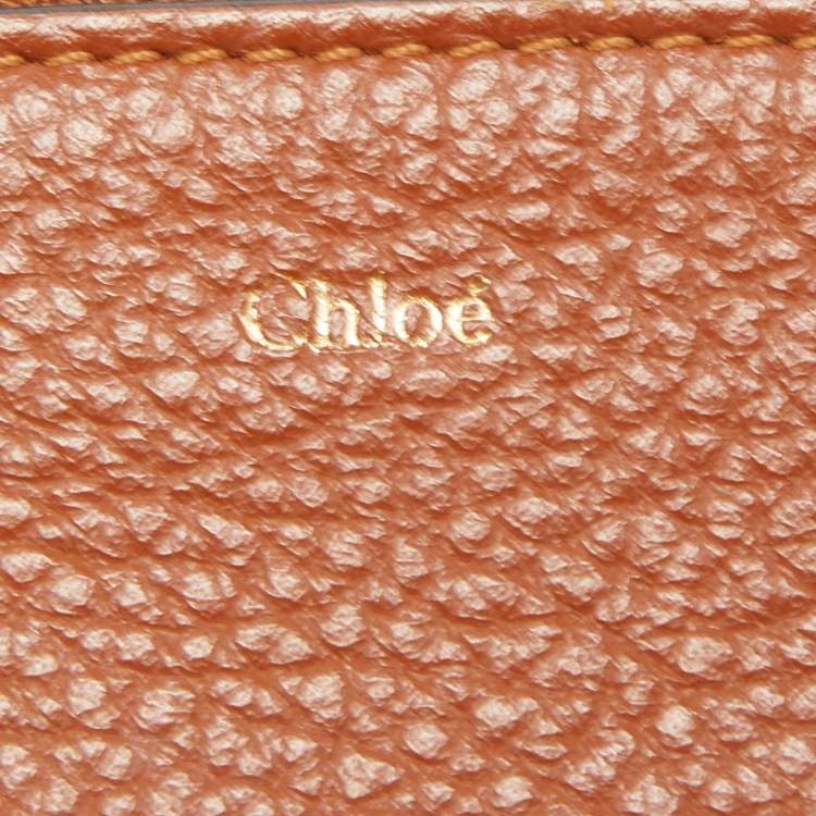 Pre Owned Chloe Brown Leather Alphabet Zip Card Holder