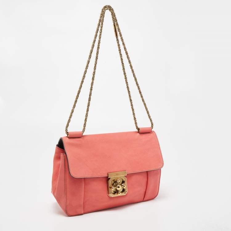 مملوكة مسبقًا Chloe Coral Orange Leather Medium Elsie Shoulder Bag