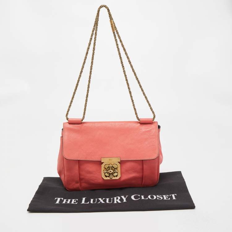 مملوكة مسبقًا Chloe Coral Orange Leather Medium Elsie Shoulder Bag