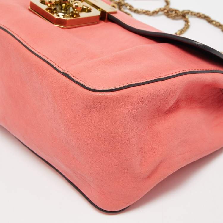 مملوكة مسبقًا Chloe Coral Orange Leather Medium Elsie Shoulder Bag
