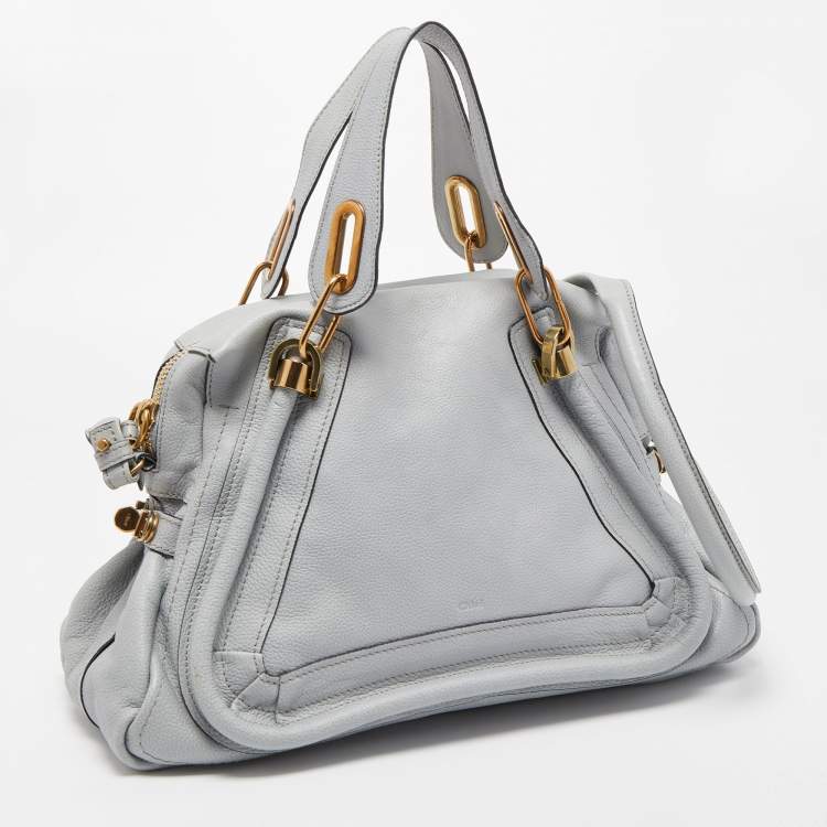 Pre Owned Chloe Light Blue Leather Medium Paraty Satchel
