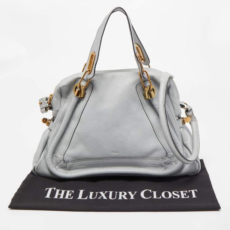Pre Owned Chloe Light Blue Leather Medium Paraty Satchel