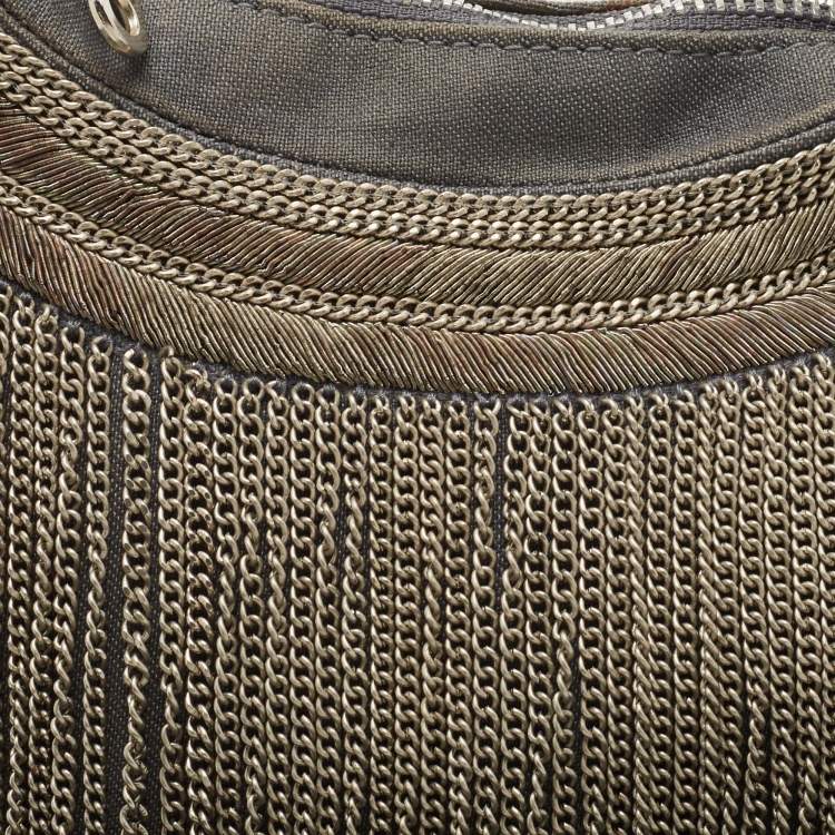 Pre Owned Chloe Light Blue Denim Chain Embellished Crescent Hobo