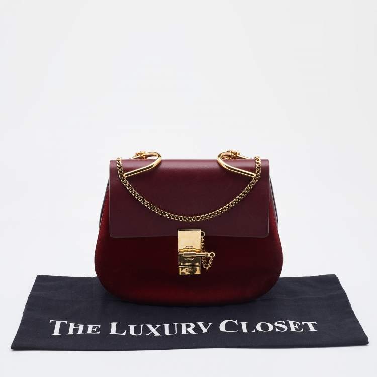مملوكة مسبقًا Chloe Red Leather and Suede Medium Drew Shoulder Bag