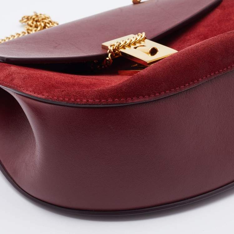 مملوكة مسبقًا Chloe Red Leather and Suede Medium Drew Shoulder Bag