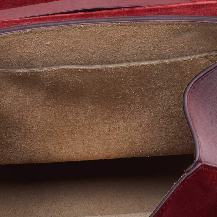 مملوكة مسبقًا Chloe Red Leather and Suede Medium Drew Shoulder Bag