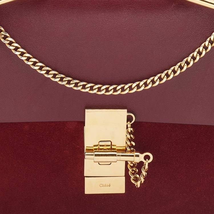 مملوكة مسبقًا Chloe Red Leather and Suede Medium Drew Shoulder Bag