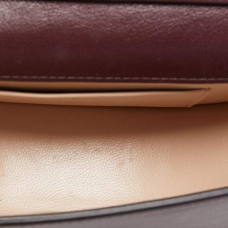 Pre Owned Chloé Burgandy Leather Nile Bracelet Minaudiere Crossbody Bag