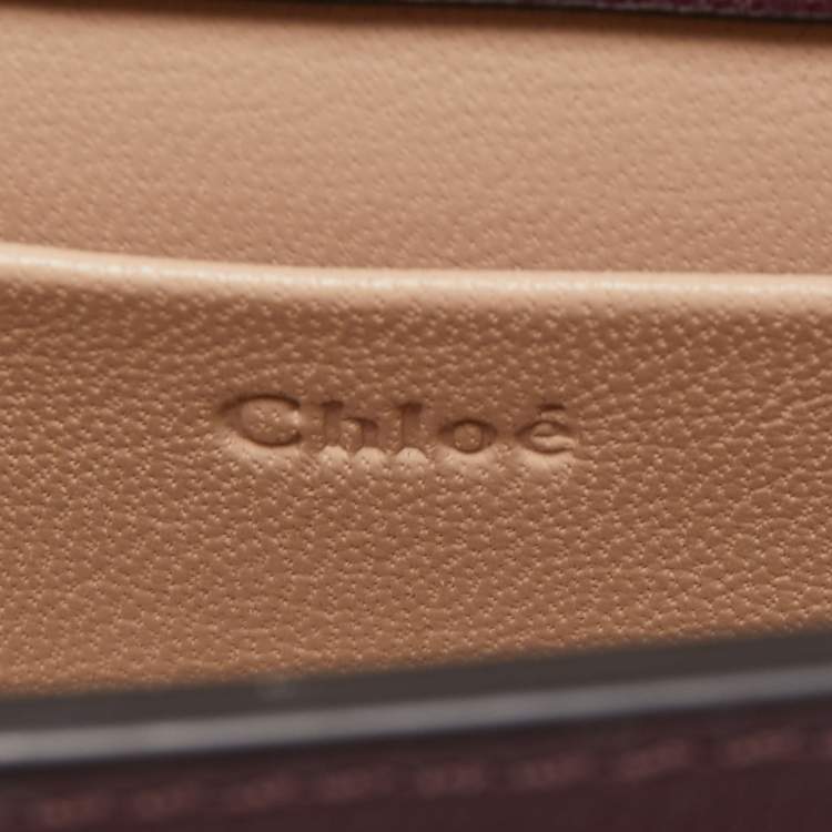 Pre Owned Chloé Burgandy Leather Nile Bracelet Minaudiere Crossbody Bag