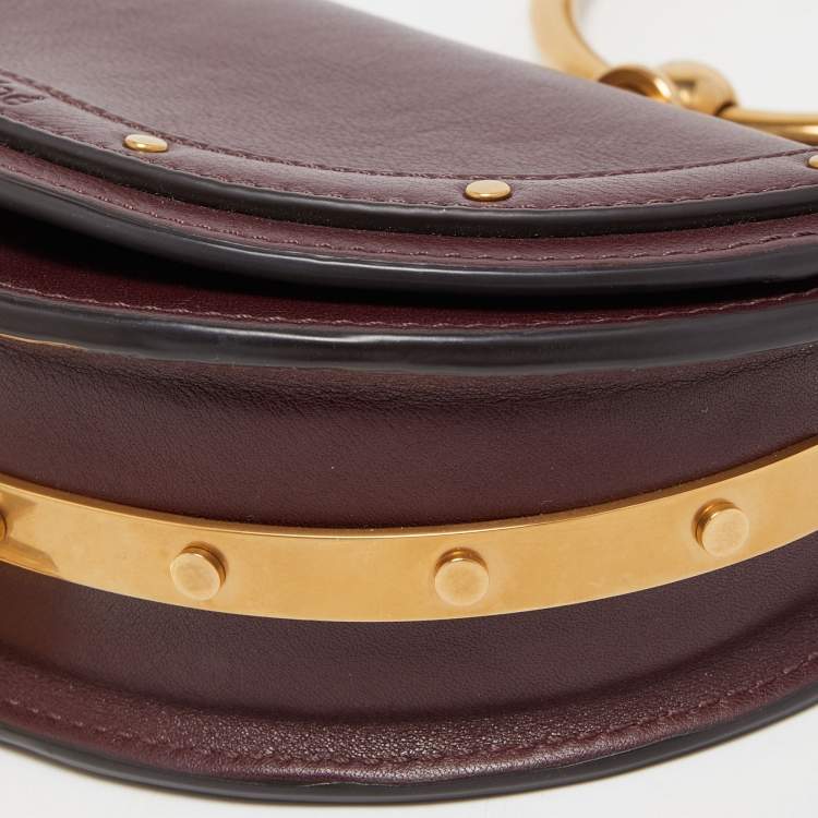 Pre Owned Chloé Burgandy Leather Nile Bracelet Minaudiere Crossbody Bag
