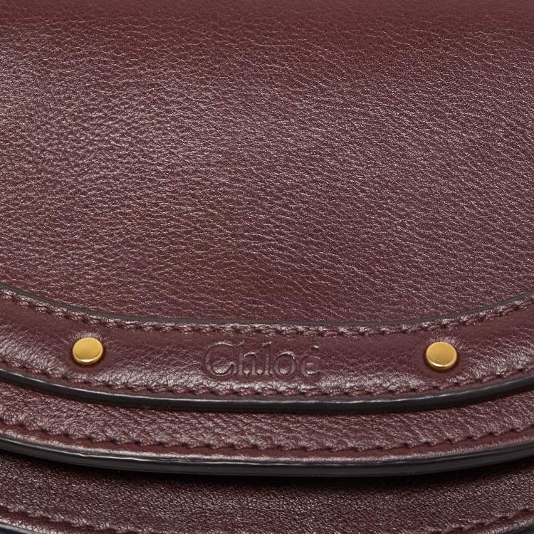 Pre Owned Chloé Burgandy Leather Nile Bracelet Minaudiere Crossbody Bag