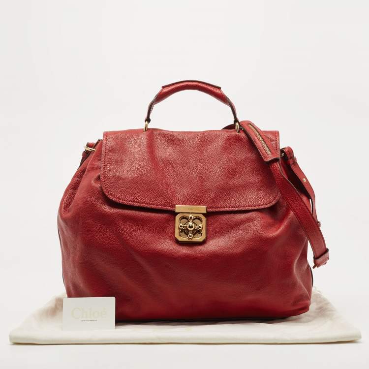 مملوكة مسبقًا Chloé Red Leather Large Elsie Shoulder Bag