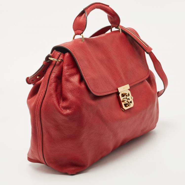 مملوكة مسبقًا Chloé Red Leather Large Elsie Shoulder Bag