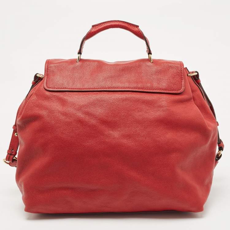 مملوكة مسبقًا Chloé Red Leather Large Elsie Shoulder Bag