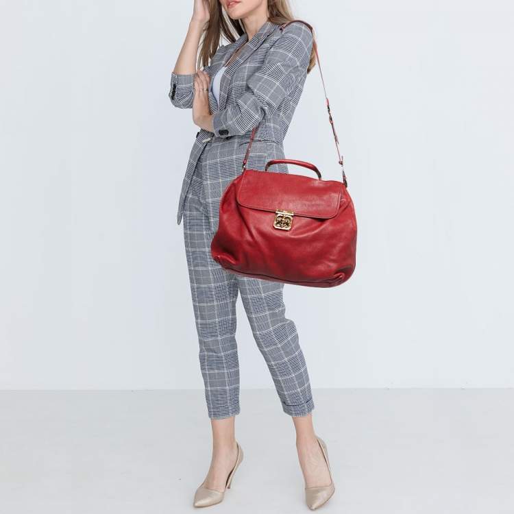 مملوكة مسبقًا Chloé Red Leather Large Elsie Shoulder Bag