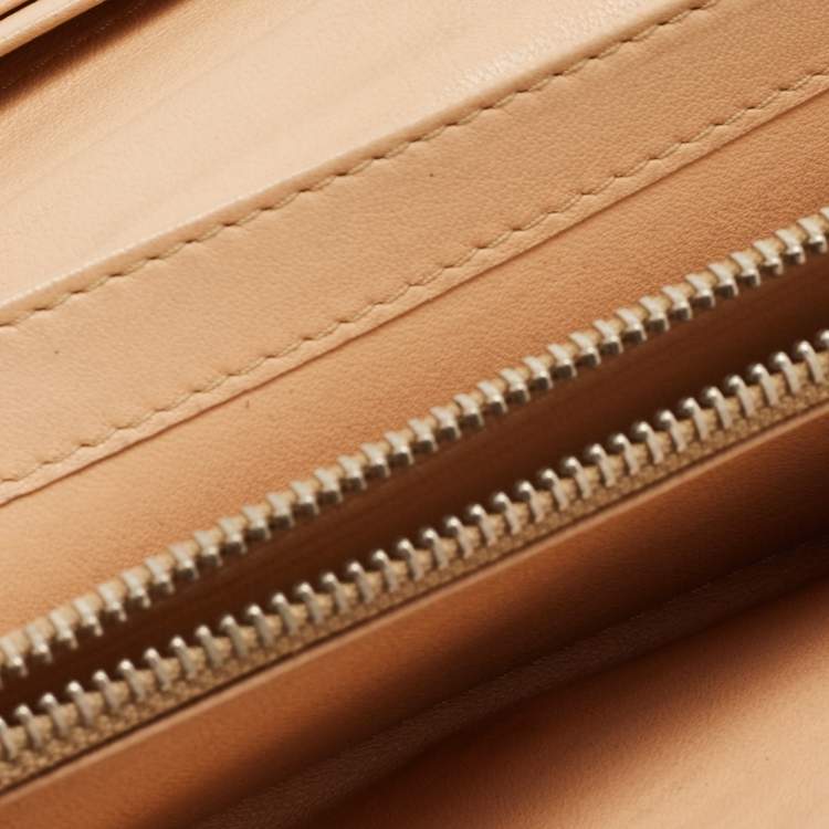 Pre Owned Chloe Metallic Beige Python Flap Continental Wallet