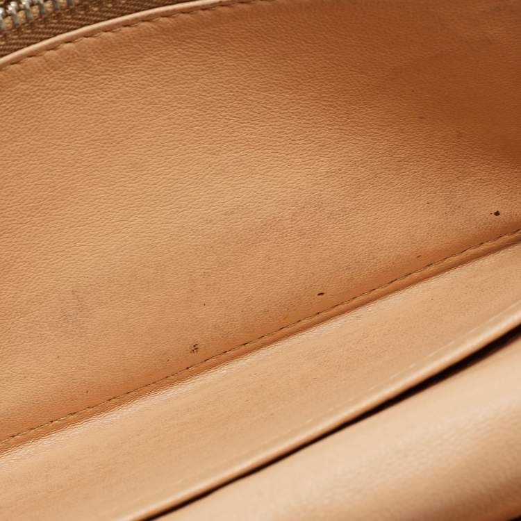 Pre Owned Chloe Metallic Beige Python Flap Continental Wallet