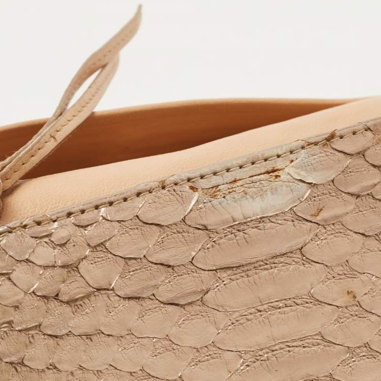 Pre Owned Chloe Metallic Beige Python Flap Continental Wallet