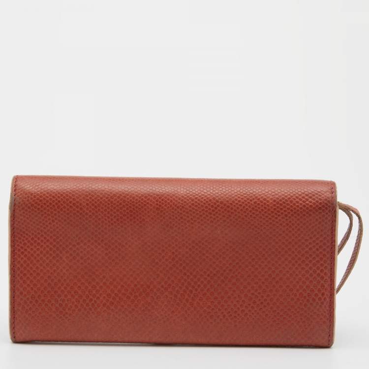 Pre Owned Chloe Rust Leather Flap Continental Wallet