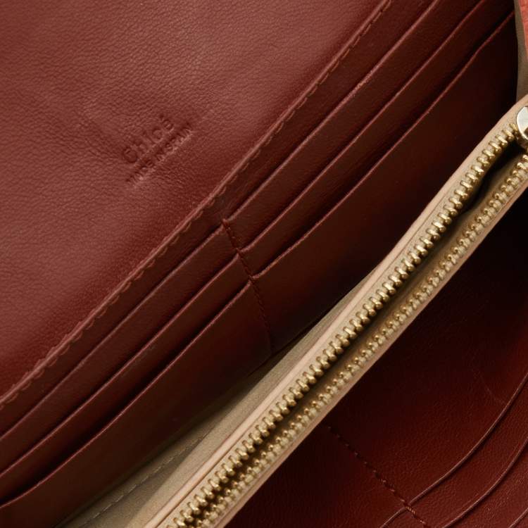 Pre Owned Chloe Rust Leather Flap Continental Wallet