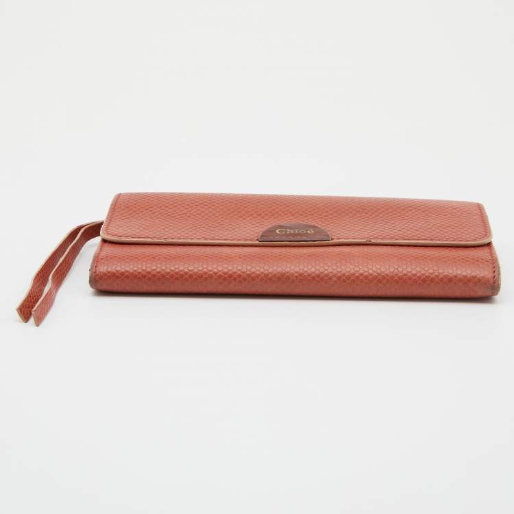 Pre Owned Chloe Rust Leather Flap Continental Wallet