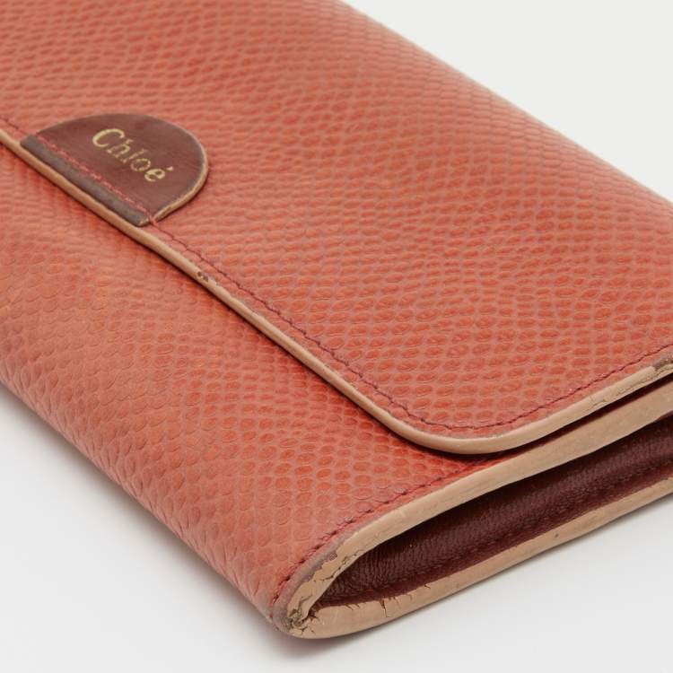 Pre Owned Chloe Rust Leather Flap Continental Wallet