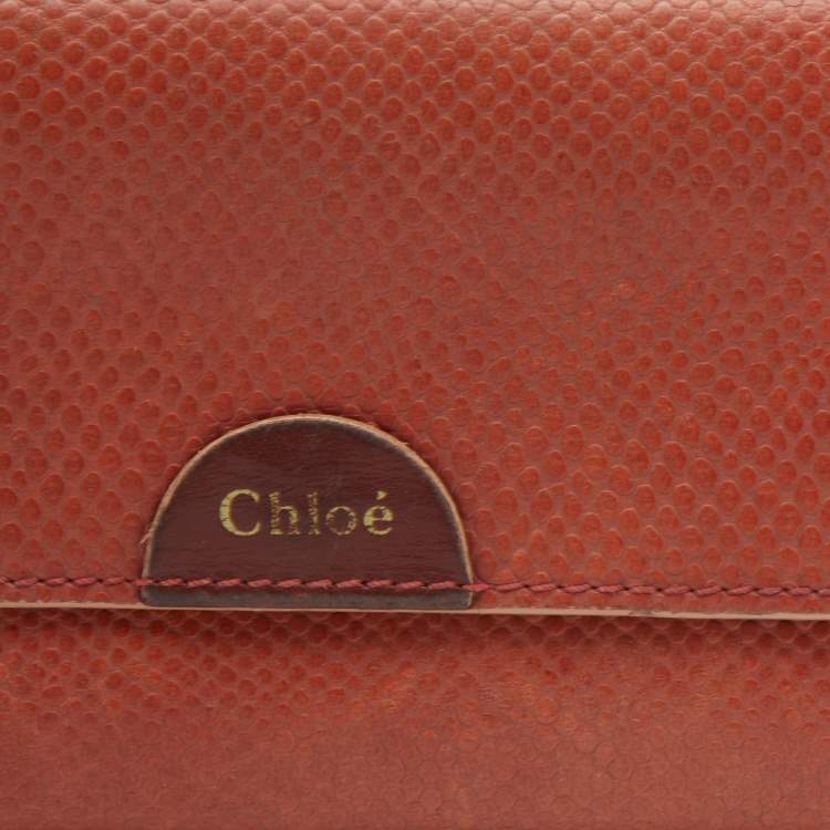 Pre Owned Chloe Rust Leather Flap Continental Wallet