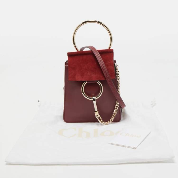 Pre Owned Chloe Burgundy Leather and Suede Mini Faye Crossbody Bag