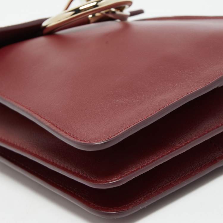 Pre Owned Chloe Burgundy Leather and Suede Mini Faye Crossbody Bag