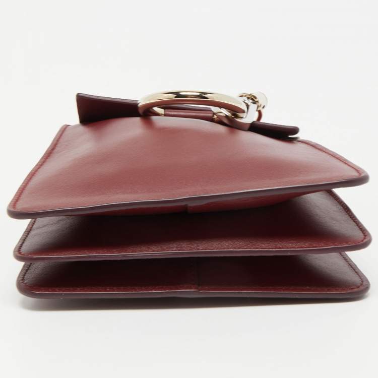 Pre Owned Chloe Burgundy Leather and Suede Mini Faye Crossbody Bag