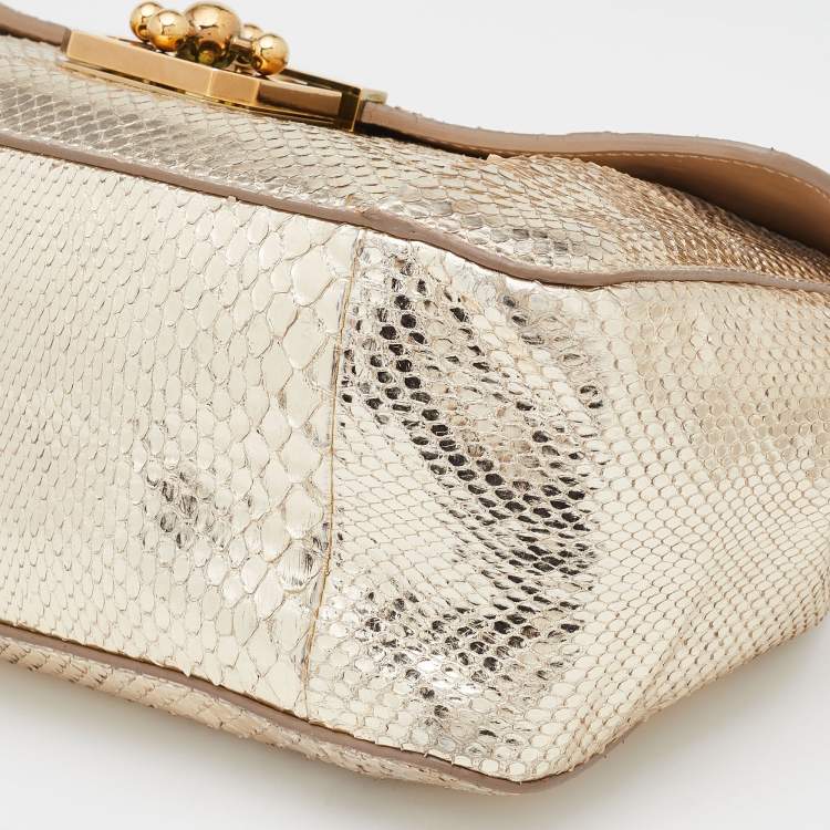 مملوكة مسبقًا Chloé Gold Python Medium Elsie Shoulder Bag