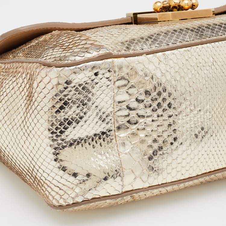 مملوكة مسبقًا Chloé Gold Python Medium Elsie Shoulder Bag
